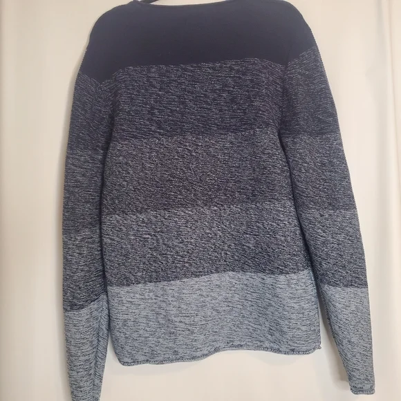 HUDSON Women's Size L Multi navy stripe 100% cotton classic tunic sweater - Picture 5 of 11